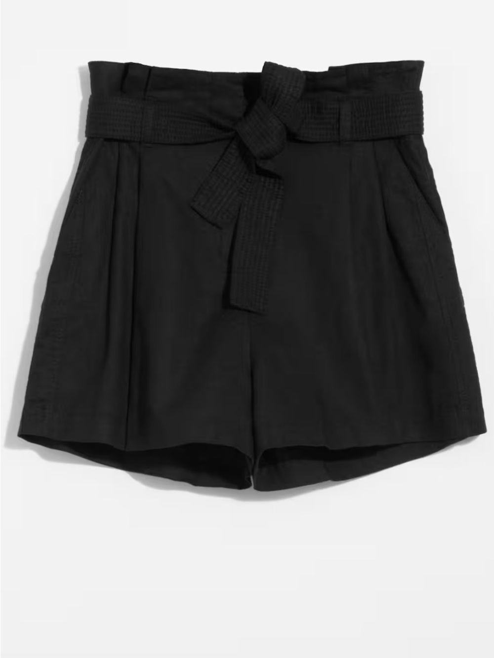 & Other Stories Black High-Waist Paperbag Shorts with Tie Waist